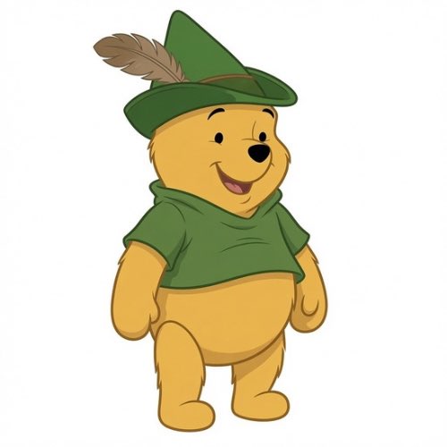 Pooh dressed as Robin Hood